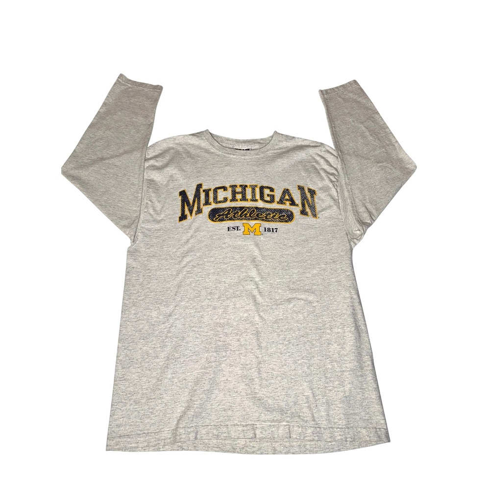 Michigan Wolverines Athletic 1990s Mens Medium Gray‎ Long Sleeve Vintage